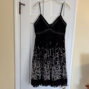 BCBGMaxAzria Black Spaghetti-Strap Floral Ombre Mini Dress